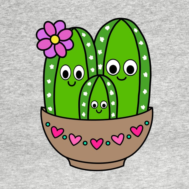 Cute Cactus Design #215: Cacti Bunch In Heart Bowl by DreamCactus